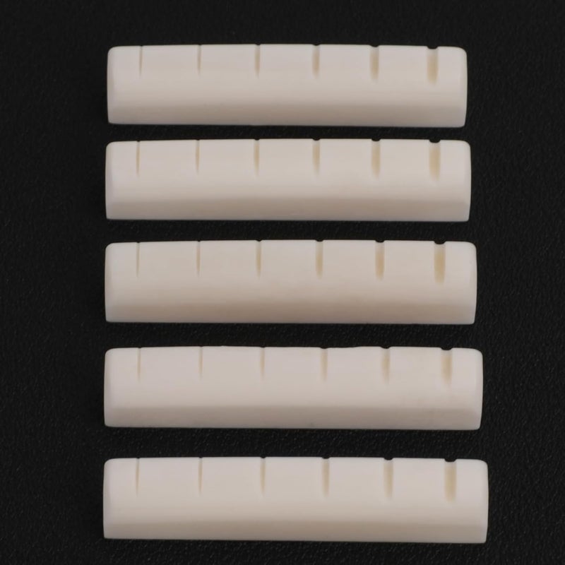 Aemrovi 6 Pcs Pre-Slotted 43mm (1-11/16 inch) Bone Nut for Acoustic Guitar,6-String Replacement,Natural Bone in Original Color for Long-Term Maintenance(6Pcs Nuts) - Image 4